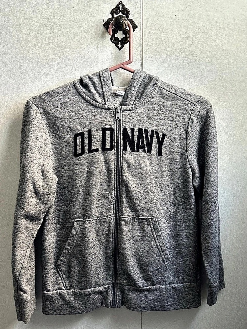 Old Navy Logo Graphic Zip-Up Hoodie Gray Large